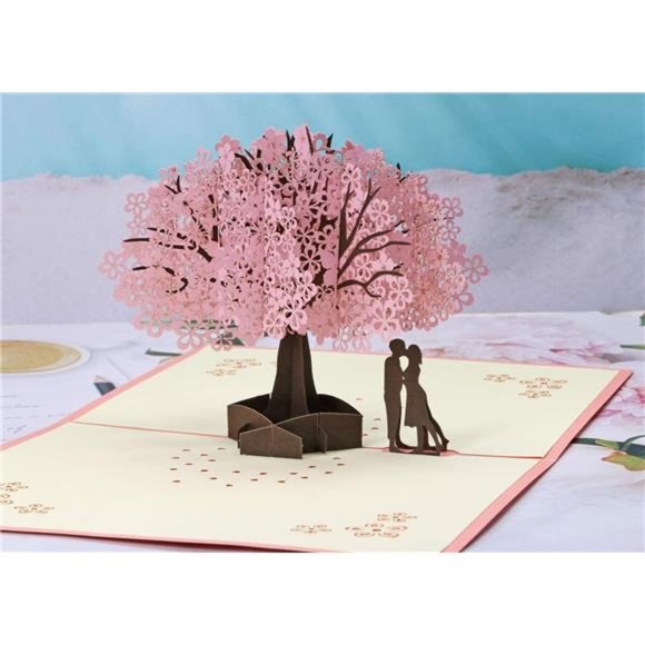 Handmade Cherry Blossom Card Pop Up 3D Flower Card Romantic Love Letter Greeting - Picture 2 of 7